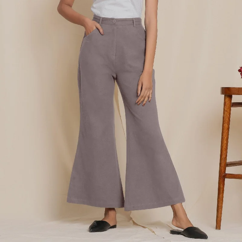 Ankle - Length Women's Printed Joggers for TravelingAsh Grey Warm Cotton Flannel Bootcut Pant