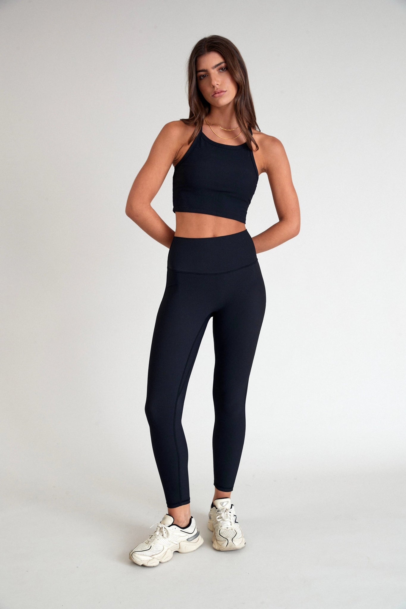 Women's High - Waisted Tight Trousers with Side Slits in Beige for a Trendy LookEcoRib 7/8 Legging Women's High - Waisted Tight Trousers with Side Slits in Beige for a Trendy LookEcoRib 7/8 Legging