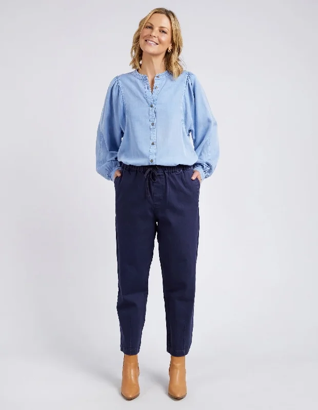 Women's Tight Trousers with Drawstring Waist in Khaki for a Relaxed and Adjustable FitElm Anni Pant Dark Sapphire Women's Tight Trousers with Drawstring Waist in Khaki for a Relaxed and Adjustable FitElm Anni Pant Dark Sapphire