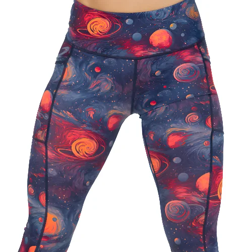 Women's Fleece - Lined Tight Trousers in Dark Blue for Warmth in Cold WeatherIntergalactic Leggings Women's Fleece - Lined Tight Trousers in Dark Blue for Warmth in Cold WeatherIntergalactic Leggings
