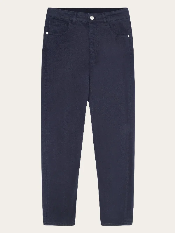 Tapered Leg Women's Wool Blend Trousers for WinterIRIS mom mid-rise garment dyed twill 5-pocket pants - GOTS/Vegan - Night Sky Tapered Leg Women's Wool Blend Trousers for WinterIRIS mom mid-rise garment dyed twill 5-pocket pants - GOTS/Vegan - Night Sky