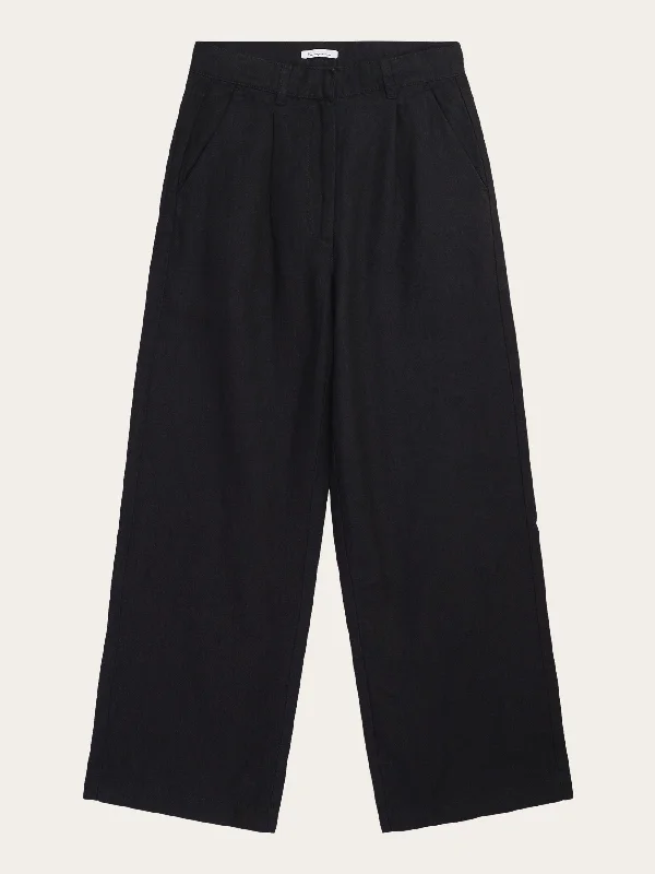 Plus Size Women's Metallic - Finish Joggers for a Stylish LoungeLoose natural linen pants - Black Jet Plus Size Women's Metallic - Finish Joggers for a Stylish LoungeLoose natural linen pants - Black Jet