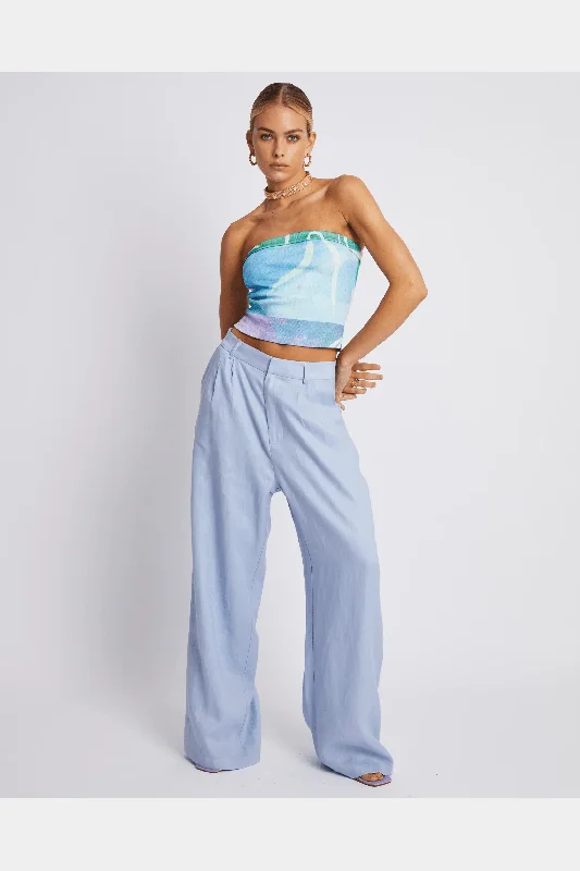 Capri Length Women's Printed Yoga Pants for Workout SessionsSummi summi - wide leg trouser - alice blue Capri Length Women's Printed Yoga Pants for Workout SessionsSummi summi - wide leg trouser - alice blue