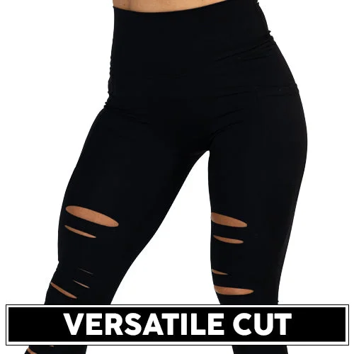 Women's Tight Trousers with Elastic Waistband in Black for Easy and Comfortable WearTear It Up 2.0 Leggings | Black Women's Tight Trousers with Elastic Waistband in Black for Easy and Comfortable WearTear It Up 2.0 Leggings | Black