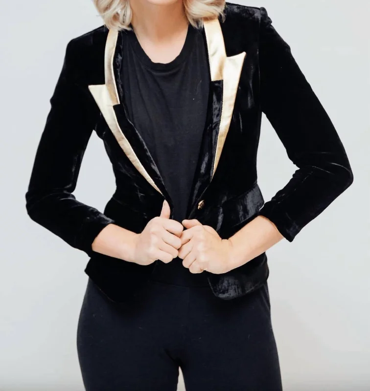 Women's Slim - Fit Blazers in Charcoal Gray for a Professional AppearanceBowie Velvet Blazer In Black Women's Slim - Fit Blazers in Charcoal Gray for a Professional AppearanceBowie Velvet Blazer In Black