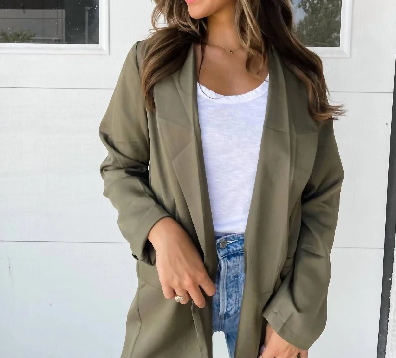 Women's Notched Lapel Blazers in Beige for a Timeless OutfitClara Blazer In Olive