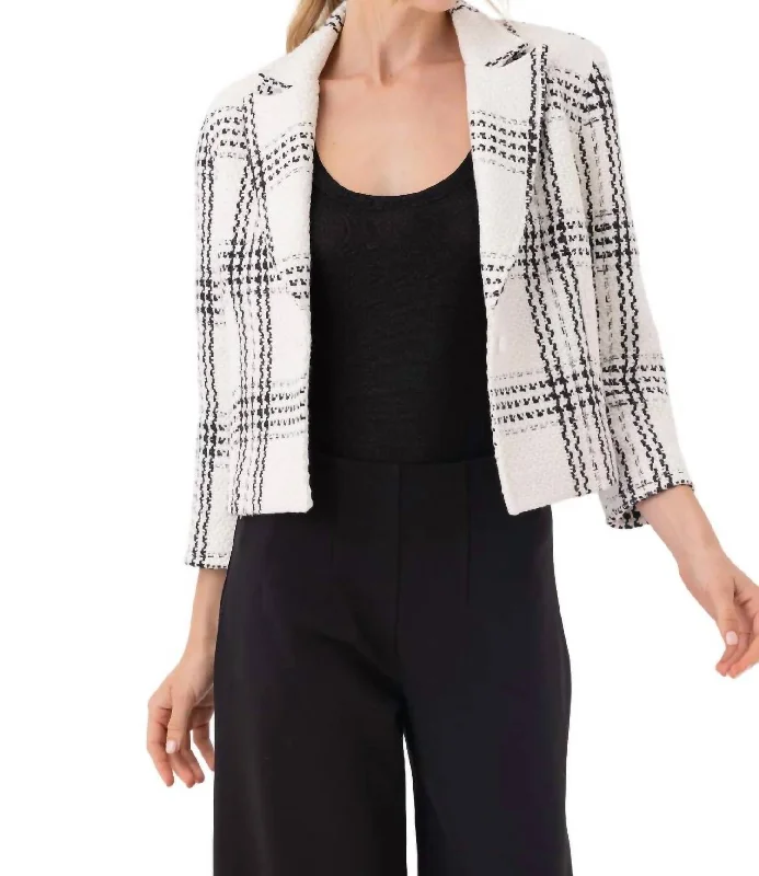 Double - Breasted Women's Leather Blazers in Taupe for an Edgy LookGeneva Blazer Jacket In Birch Plaid Double - Breasted Women's Leather Blazers in Taupe for an Edgy LookGeneva Blazer Jacket In Birch Plaid