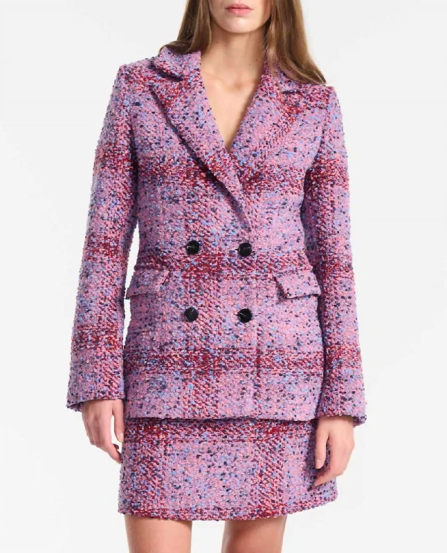 Oversized Women's Checkered Blazers in Black and White for a Trendy StyleMeadow Tweed Blazer In Violet Oversized Women's Checkered Blazers in Black and White for a Trendy StyleMeadow Tweed Blazer In Violet