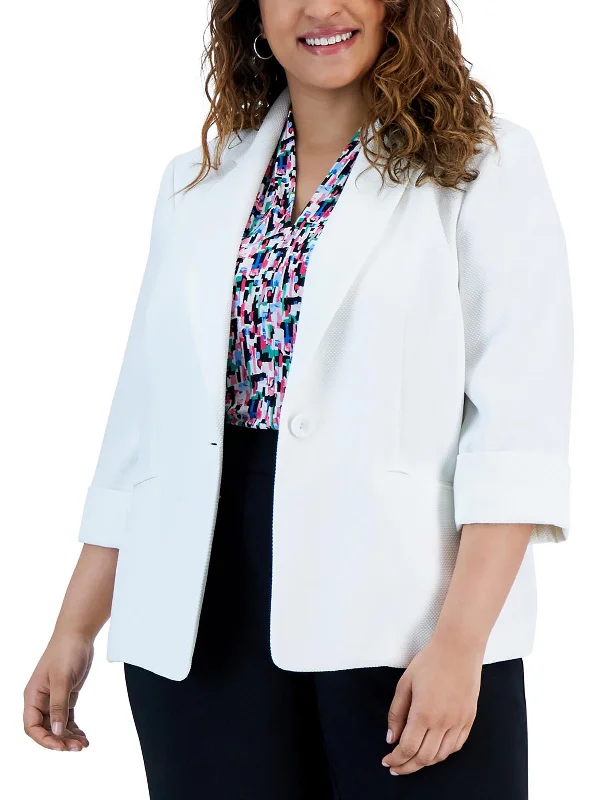 Women's Notched Lapel Blazers in Beige for a Timeless OutfitPlus Womens Textured Polyester One-Button Blazer Women's Notched Lapel Blazers in Beige for a Timeless OutfitPlus Womens Textured Polyester One-Button Blazer
