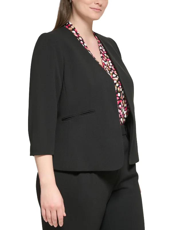 Plus Size Women's Faux Fur - Trimmed Blazers in Black for a Luxurious LookPlus Womens Work Casual Open-Front Blazer Plus Size Women's Faux Fur - Trimmed Blazers in Black for a Luxurious LookPlus Womens Work Casual Open-Front Blazer