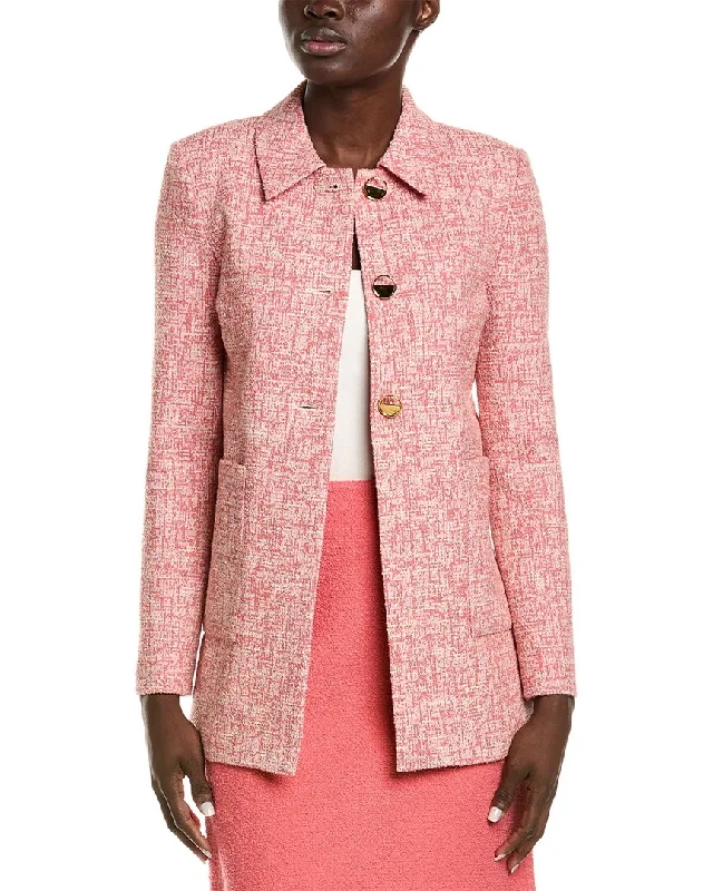 Women's Longline Linen Blazers in Pastel Colors for Summer EventsSt. John Linen-Blend Jacket Women's Longline Linen Blazers in Pastel Colors for Summer EventsSt. John Linen-Blend Jacket