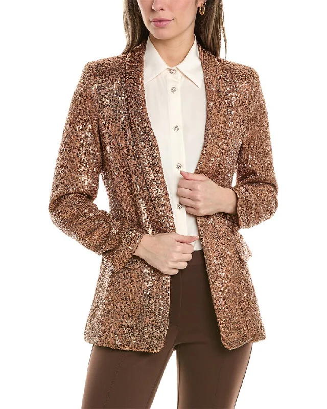 Women's Belted Blazers in Camel Color for a Sophisticated OutfitTahari ASL Sequin Blazer