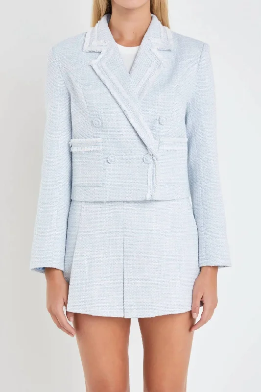 Oversized Women's Checkered Blazers in Black and White for a Trendy StyleTweed Double Breasted Blazer In Blue Oversized Women's Checkered Blazers in Black and White for a Trendy StyleTweed Double Breasted Blazer In Blue
