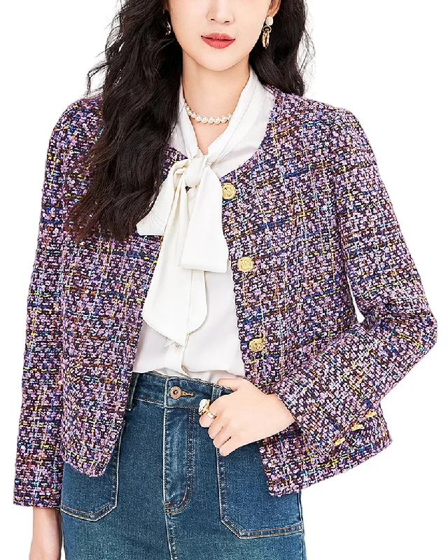 Oversized Women's Checkered Blazers in Black and White for a Trendy StyleWLZD Wool-Blend Blazer Oversized Women's Checkered Blazers in Black and White for a Trendy StyleWLZD Wool-Blend Blazer