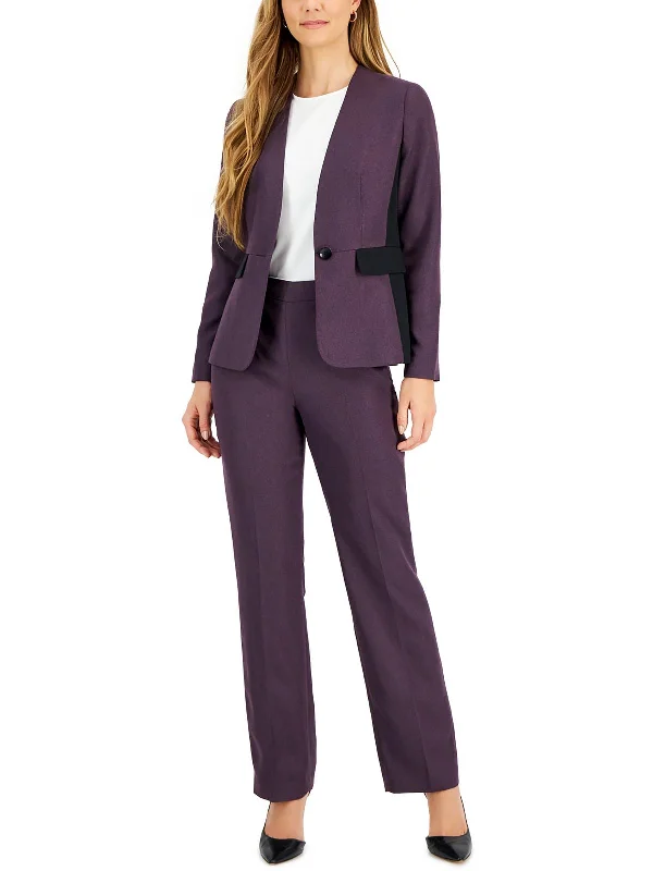 Plus Size Women's Faux Fur - Trimmed Blazers in Black for a Luxurious LookWomens 2PC Polyester Pant Suit Plus Size Women's Faux Fur - Trimmed Blazers in Black for a Luxurious LookWomens 2PC Polyester Pant Suit