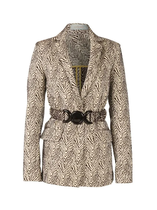 Plus Size Women's Embroidered Blazers in Floral Patterns for a Feminine TouchWomen's Cuneo Blazer In Brown Zebra Plus Size Women's Embroidered Blazers in Floral Patterns for a Feminine TouchWomen's Cuneo Blazer In Brown Zebra