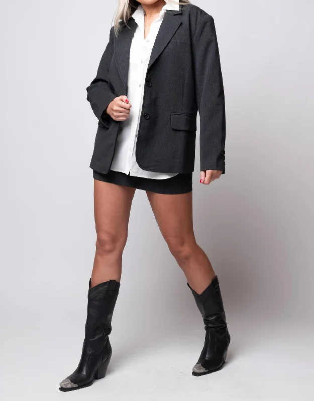 Oversized Women's Checkered Blazers in Black and White for a Trendy StyleWomen's Laken Blazer In Charcoal Oversized Women's Checkered Blazers in Black and White for a Trendy StyleWomen's Laken Blazer In Charcoal