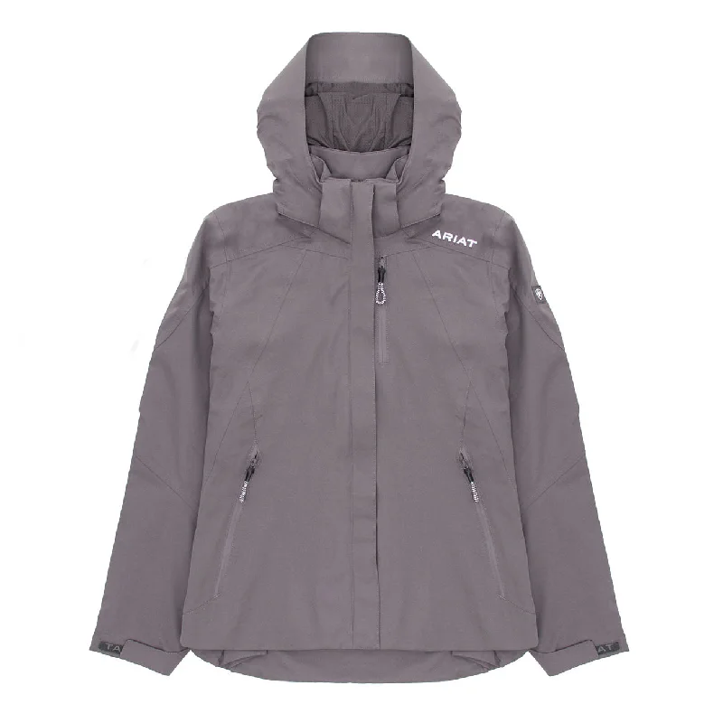 Women's longline double - breasted camel coats for a sophisticated lookAriat Womens Coastal Waterproof Jacket Plum Grey Women's longline double - breasted camel coats for a sophisticated lookAriat Womens Coastal Waterproof Jacket Plum Grey