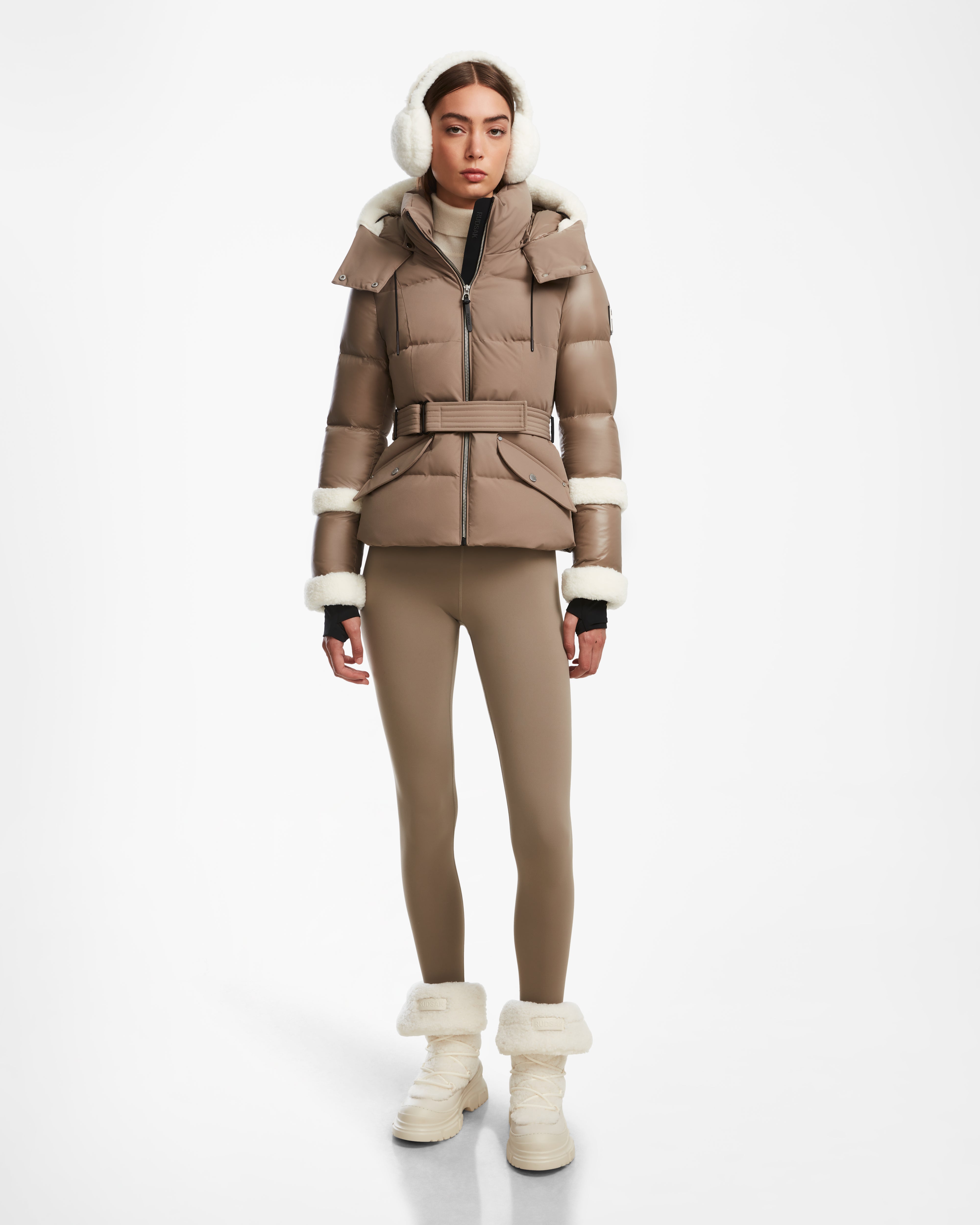 Shearling - lined women's leather coats for ultimate warmth and luxuryAUDREY - 8124582 Cement Shearling - lined women's leather coats for ultimate warmth and luxuryAUDREY - 8124582 Cement