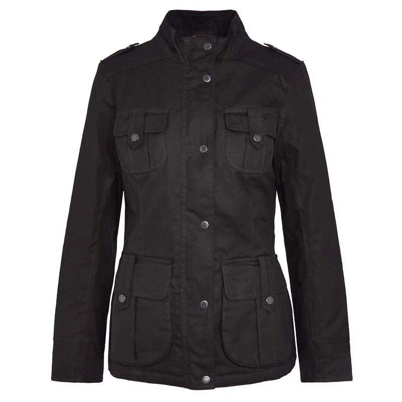 Shearling - lined women's leather coats for ultimate warmth and luxuryBarbour Winter Defence Ladies Wax Jacket - Black/Classic Shearling - lined women's leather coats for ultimate warmth and luxuryBarbour Winter Defence Ladies Wax Jacket - Black/Classic
