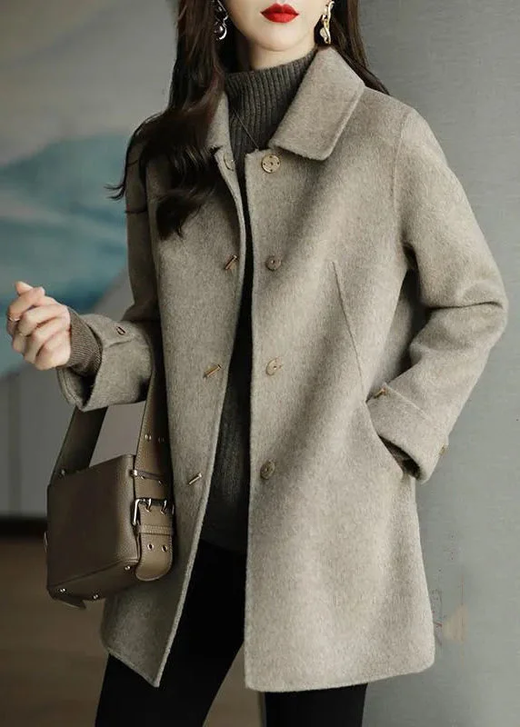 Women's long - sleeve wool coats in a houndstooth pattern for a classic charmBeige Woolen Coat Outwear Oversized Button Down Fall Women's long - sleeve wool coats in a houndstooth pattern for a classic charmBeige Woolen Coat Outwear Oversized Button Down Fall