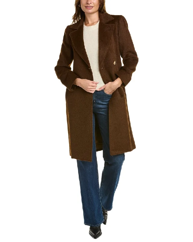 Water - resistant women's trench coats with adjustable cuffs for rainy daysSofiacashmere Belted Alpaca & Wool-Blend Coat Water - resistant women's trench coats with adjustable cuffs for rainy daysSofiacashmere Belted Alpaca & Wool-Blend Coat