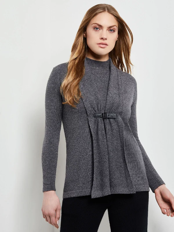 plus size women cardigan for comfortable layeringBuckle Detail Shawl Collar Cashmere Cardigan, Charcoal plus size women cardigan for comfortable layeringBuckle Detail Shawl Collar Cashmere Cardigan, Charcoal