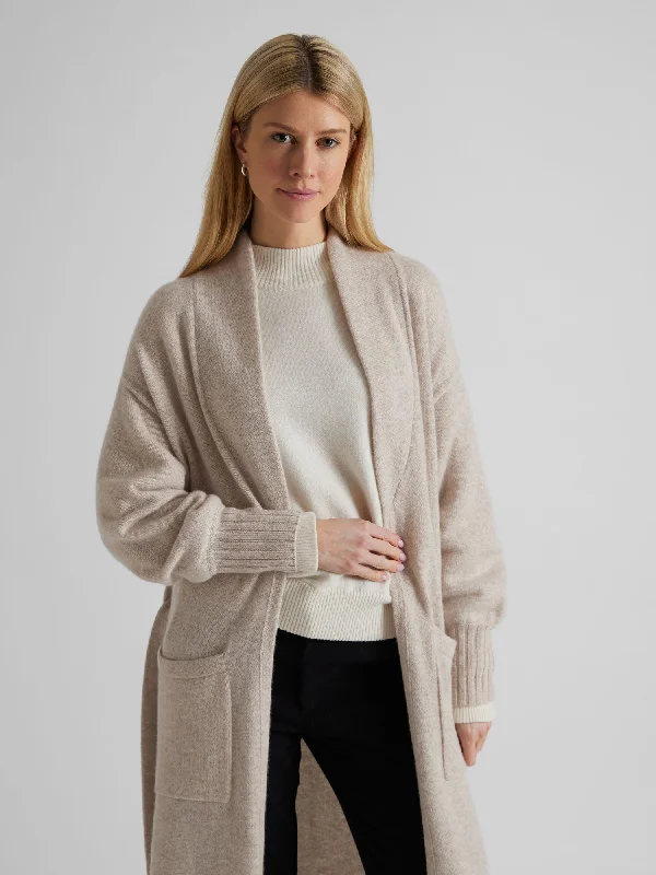 maternity women cardigan for expecting momsCashmere coat "Trench" - beige