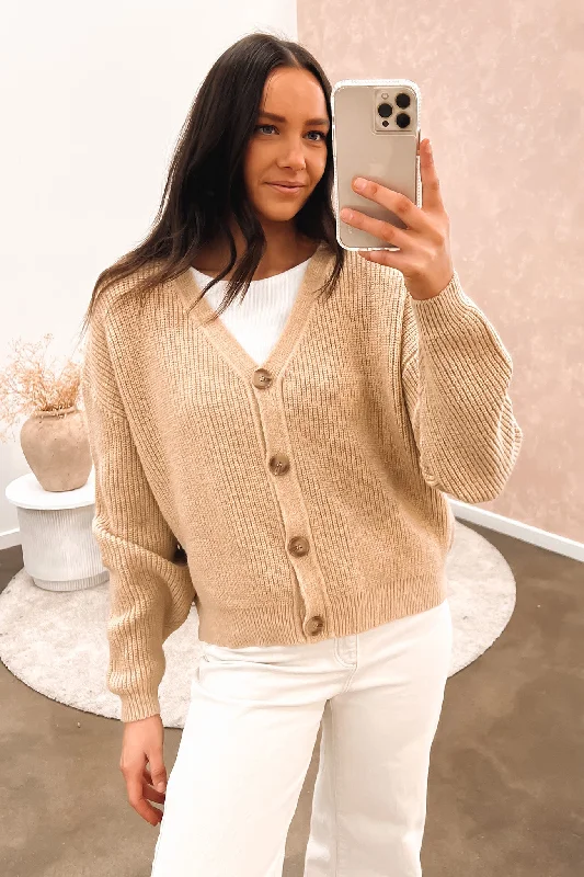 cable knit women cardigan with intricate patternsCeline Button Thru Cardi Oatmeal
