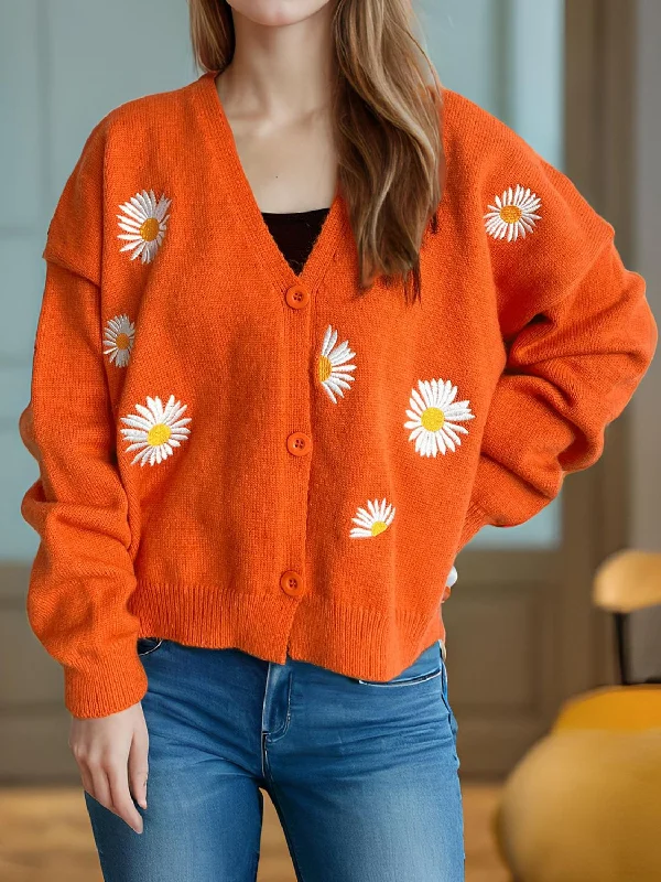 hooded women cardigan for added warmth and styleDaisy Button Up V-Neck Cardigan