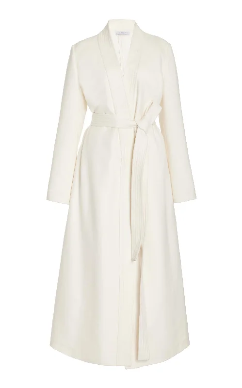 Women's pea coats with brass buttons for a nautical - inspired styleDevon Wrap Coat in Ivory Winter Silk Women's pea coats with brass buttons for a nautical - inspired styleDevon Wrap Coat in Ivory Winter Silk