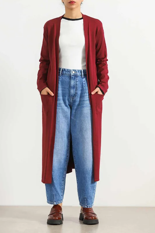 plus size women cardigan for comfortable layeringFINE KNIT LONG CARDIGAN