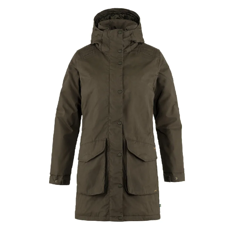 Women's knee - length wool blend coats with a fur collar for added warmthFjallraven Womens Hogvit Jacket Dark Olive Women's knee - length wool blend coats with a fur collar for added warmthFjallraven Womens Hogvit Jacket Dark Olive
