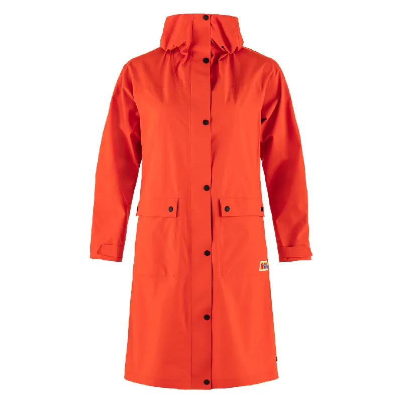Women's knee - length wool blend coats with a fur collar for added warmthFjallraven Womens Vardag Rain Parka Flame Orange Women's knee - length wool blend coats with a fur collar for added warmthFjallraven Womens Vardag Rain Parka Flame Orange