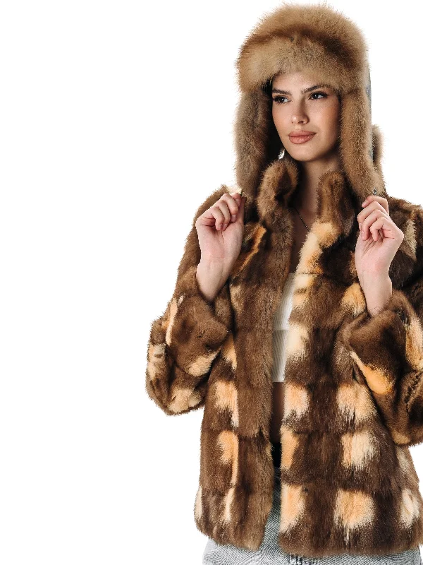 Real Fur Trimmed Cashmere ScarvesReal Oversized Marten Winter Jacket