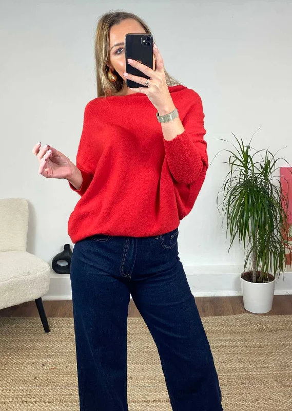 sequin embellished women cardigan for special occasionsGrace Asymmetric Knit Jumper in Bright Red sequin embellished women cardigan for special occasionsGrace Asymmetric Knit Jumper in Bright Red