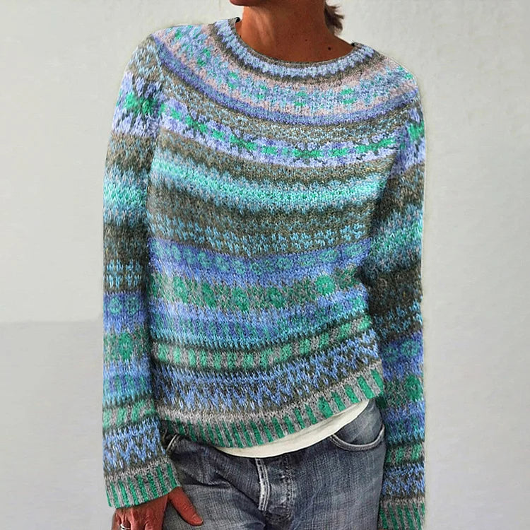 hand knitted women cardigan with artisanal charmHANNELIE | VINTAGE PULLOVER