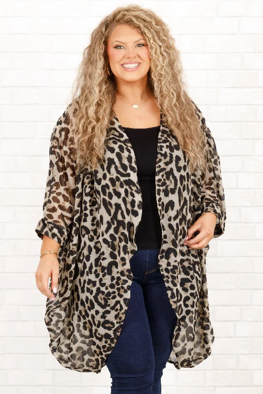 cable knit women cardigan with intricate patternsHappy Tonight Kimono, Grey