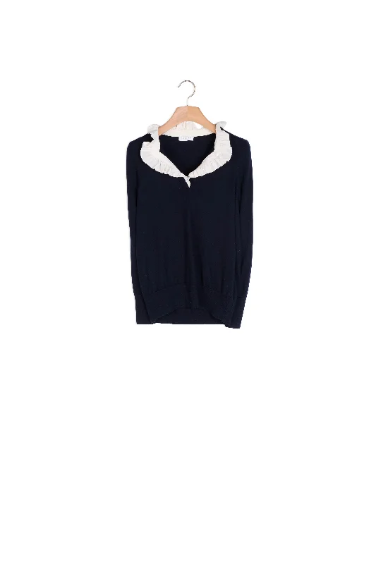 color block women cardigan with bold huesPull Marine