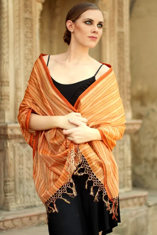 color block women cardigan with bold huesIndia Sunset Cotton and silk shawl