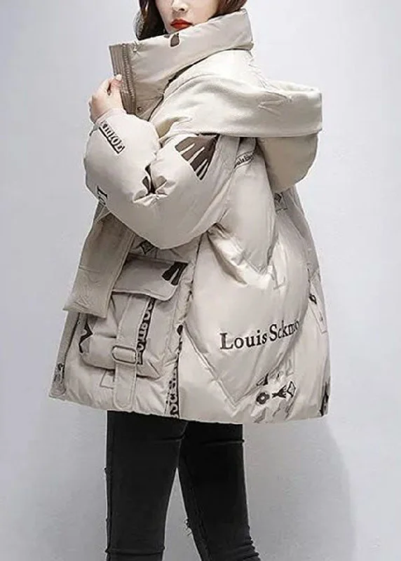 Quilted down women's coats with removable hoods for outdoor activitiesKhaki Print Duck Down Puffer Jacket Hooded Oversized Winter Quilted down women's coats with removable hoods for outdoor activitiesKhaki Print Duck Down Puffer Jacket Hooded Oversized Winter