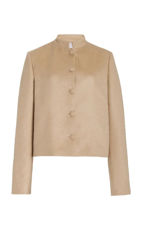 Women's long - sleeve wool coats in a houndstooth pattern for a classic charmLarrington Jacket in Camel Winter Silk Women's long - sleeve wool coats in a houndstooth pattern for a classic charmLarrington Jacket in Camel Winter Silk
