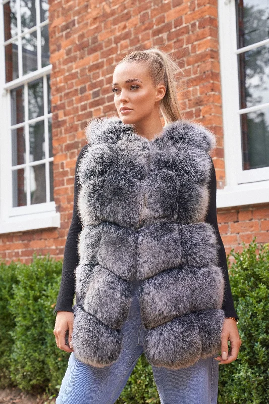 Real Fur Trimmed T - Shirts​Overlap Fox Gilet