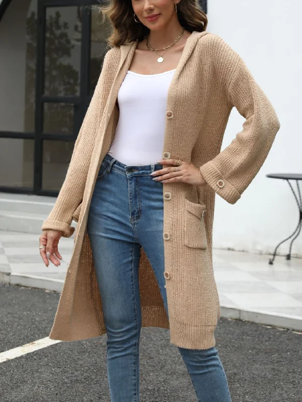 cable knit women cardigan with intricate patternsPocketed Button Up Long Sleeve Hooded Cardigan cable knit women cardigan with intricate patternsPocketed Button Up Long Sleeve Hooded Cardigan