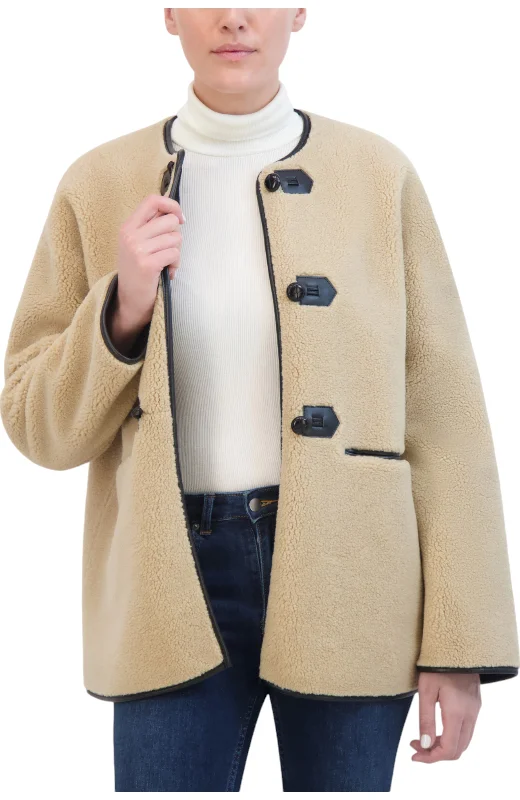 Checkered women's wool coats in a classic pattern for a timeless styleRebecca Minkkoff Women's Toggle Vegan Shearling Checkered women's wool coats in a classic pattern for a timeless styleRebecca Minkkoff Women's Toggle Vegan Shearling