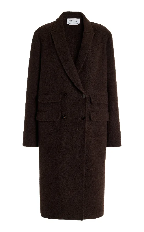 Quilted down women's coats with removable hoods for outdoor activitiesReed Coat in Chocolate Double-Face Recycled Cashmere Felt Quilted down women's coats with removable hoods for outdoor activitiesReed Coat in Chocolate Double-Face Recycled Cashmere Felt