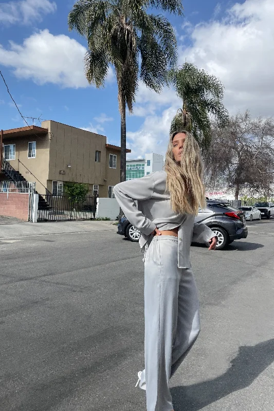 organic cotton women cardigan for an eco - friendly choiceSTRAIGHT SATIN PANT