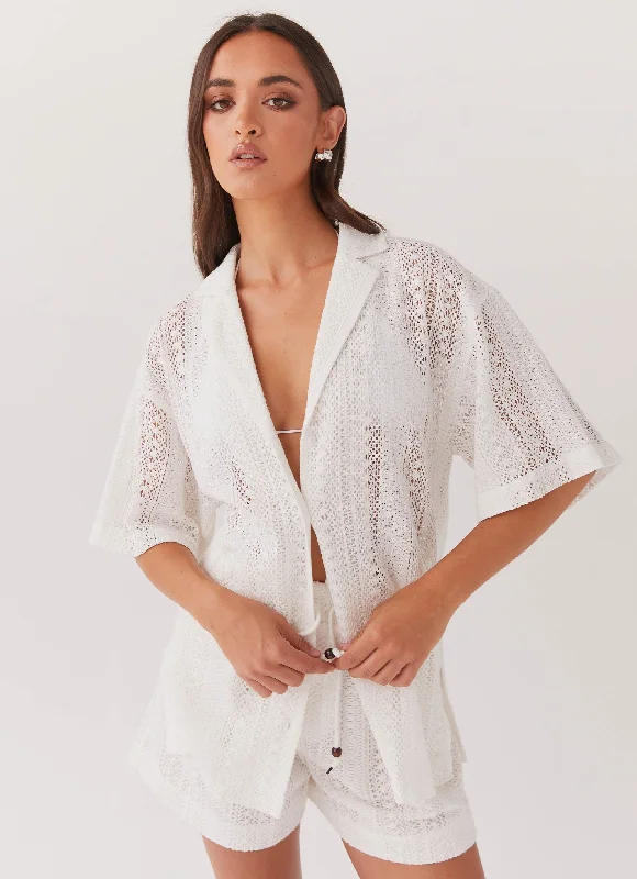 sequin embellished women cardigan for special occasionsSun Catcher Knit Oversized Shirt - Ivory sequin embellished women cardigan for special occasionsSun Catcher Knit Oversized Shirt - Ivory