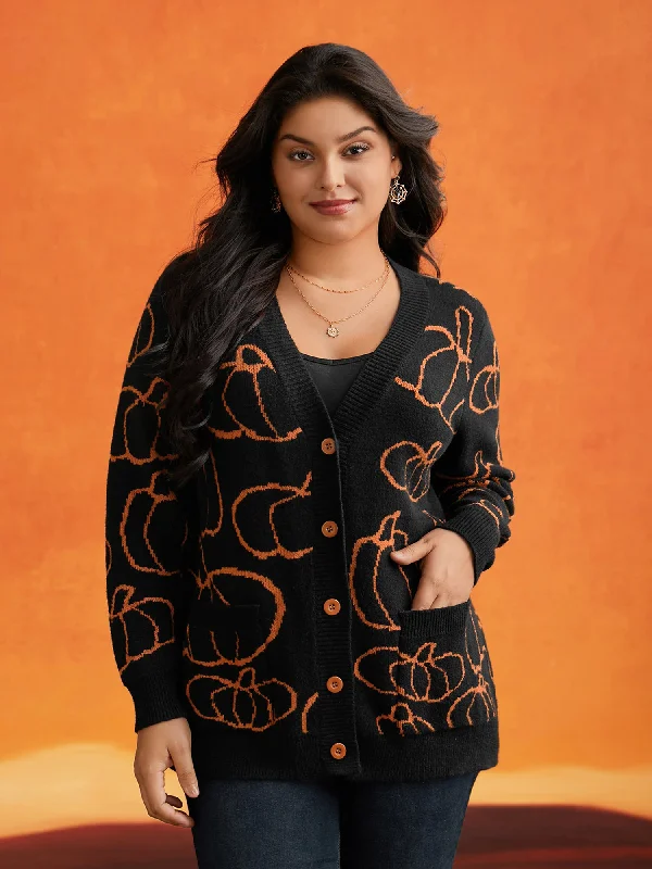 ribbed women cardigan with a classic textureSupersoft Essentials Pumpkin Printed Open Cardigan ribbed women cardigan with a classic textureSupersoft Essentials Pumpkin Printed Open Cardigan