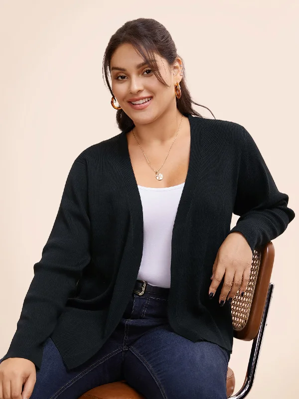 long length women cardigan with side slitsSupersoft Essentials Solid Texture Cardigan long length women cardigan with side slitsSupersoft Essentials Solid Texture Cardigan